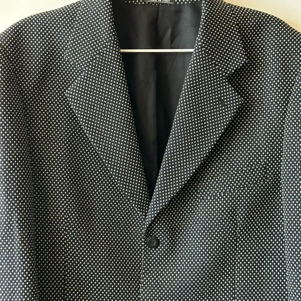 Vintage Bachrach Diamond Print Black and White Suit Blazer size 42L